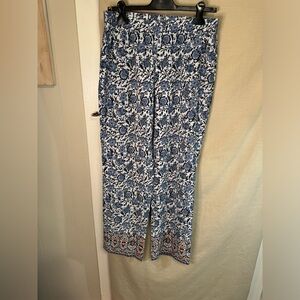 Talbots blue floral full length pants SIZE 8